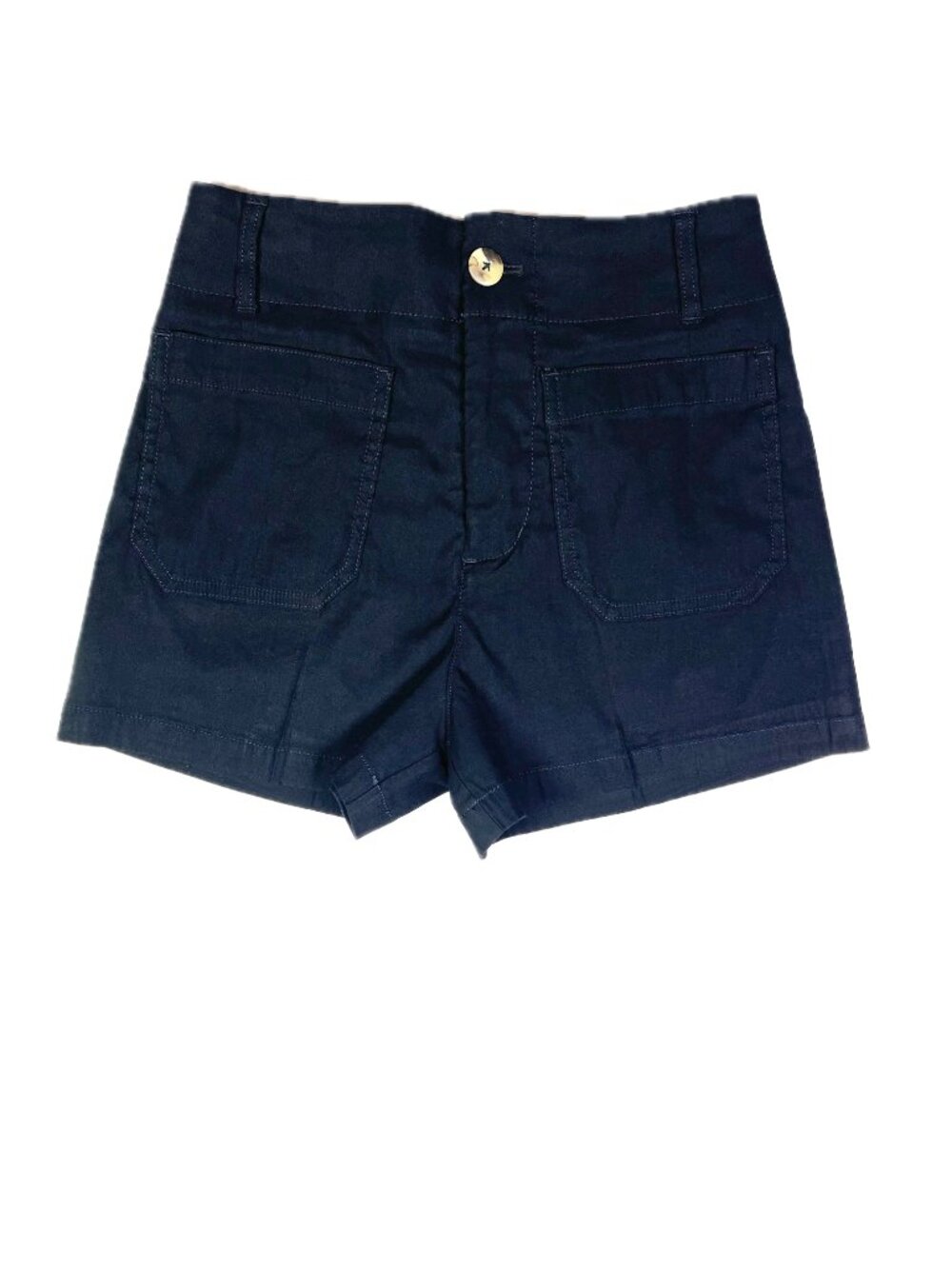 Maeve Navy Cotton Blend High-Rise Shorts